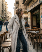 Fauxy Frost Grey Long Fur Coat