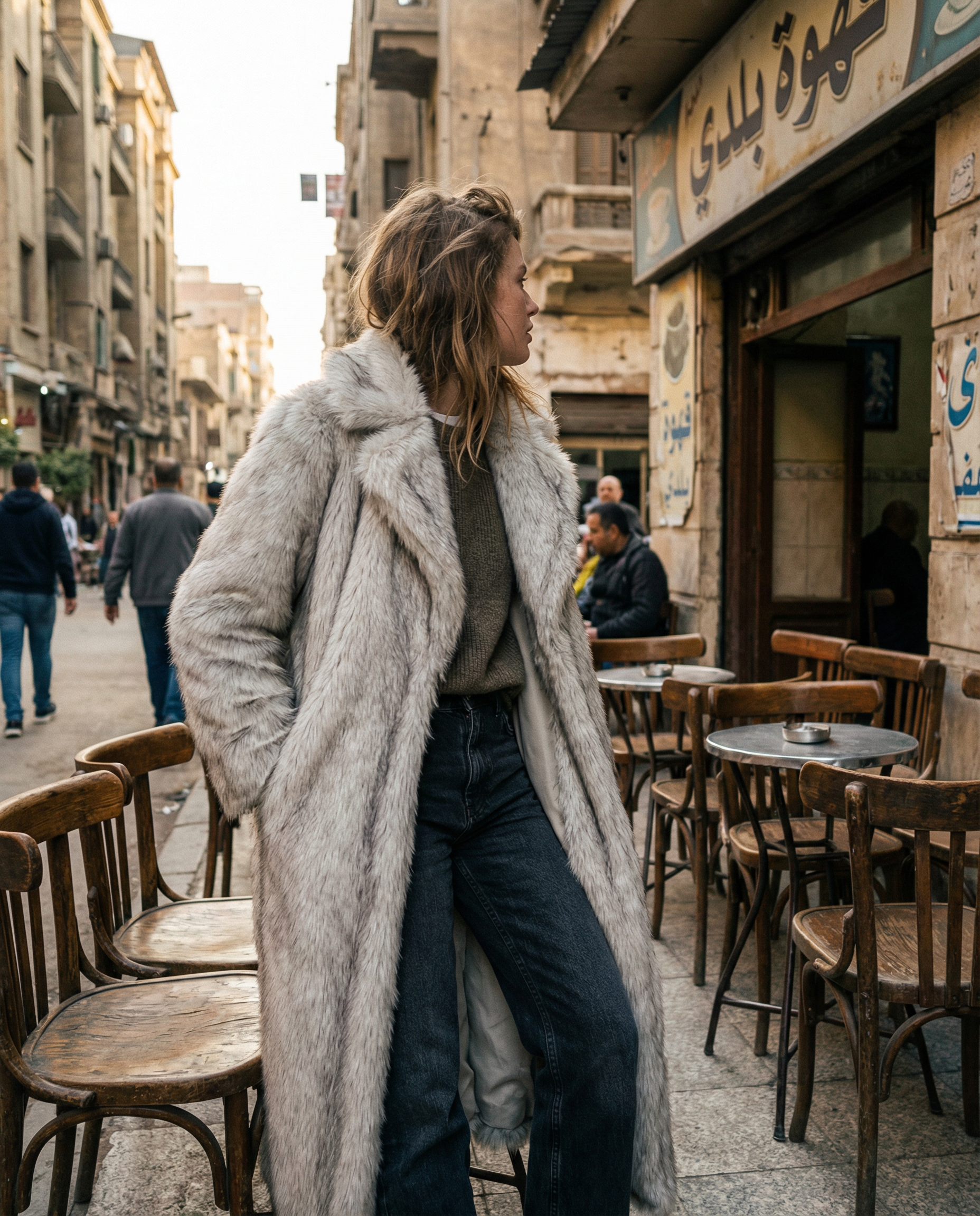 Fauxy Frost Grey Long Fur Coat