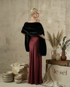 Kitty Black Fur Shawl