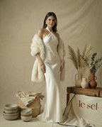 Polar Off White Fur Shawl