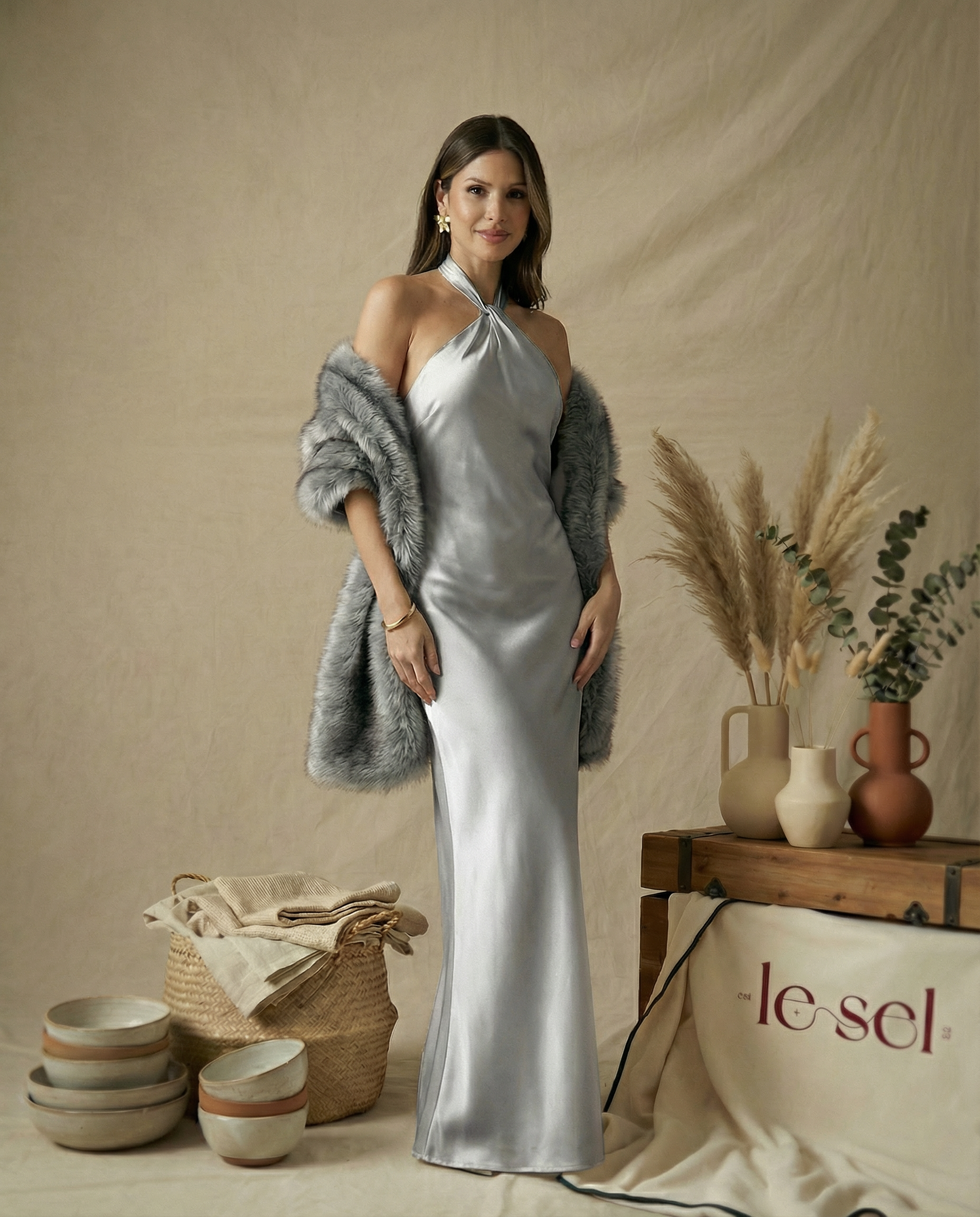 Fauxy Grey Fur Shawl