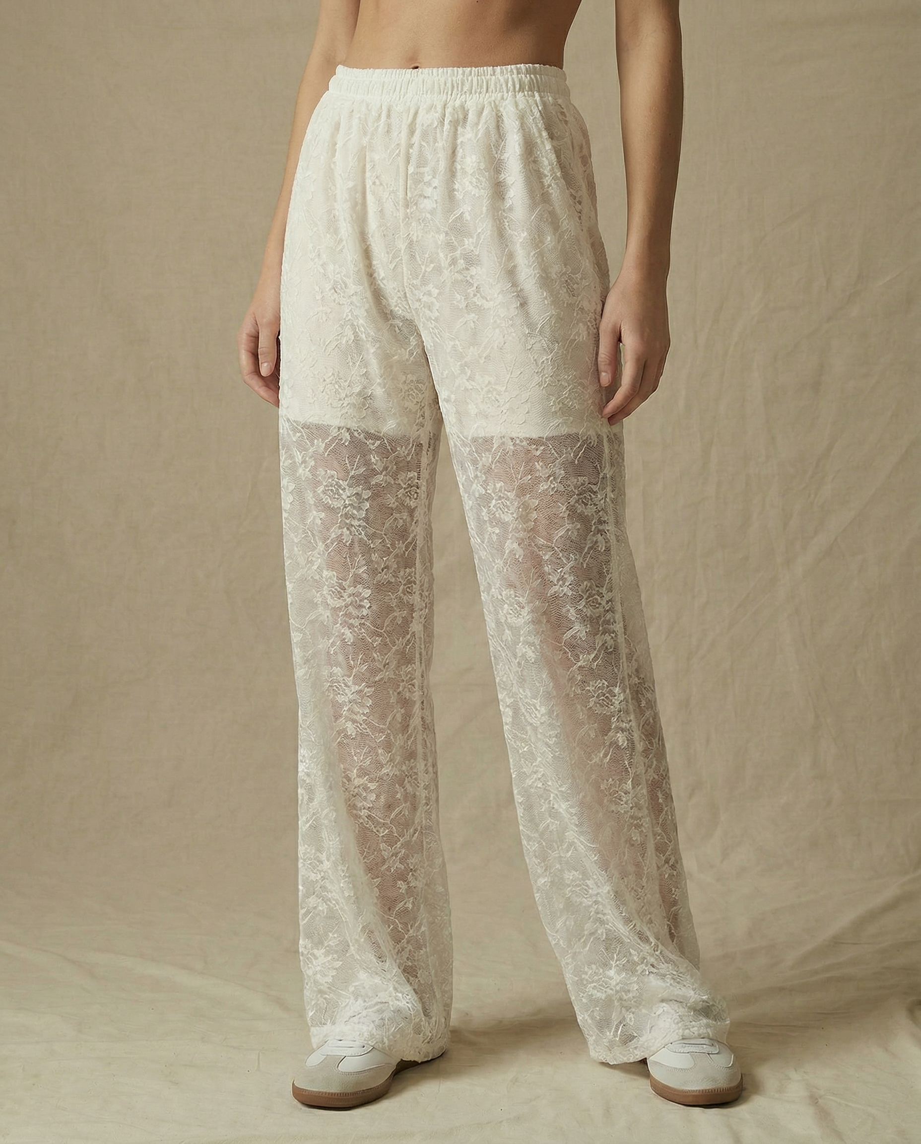 Floral Straight-Lace Pants