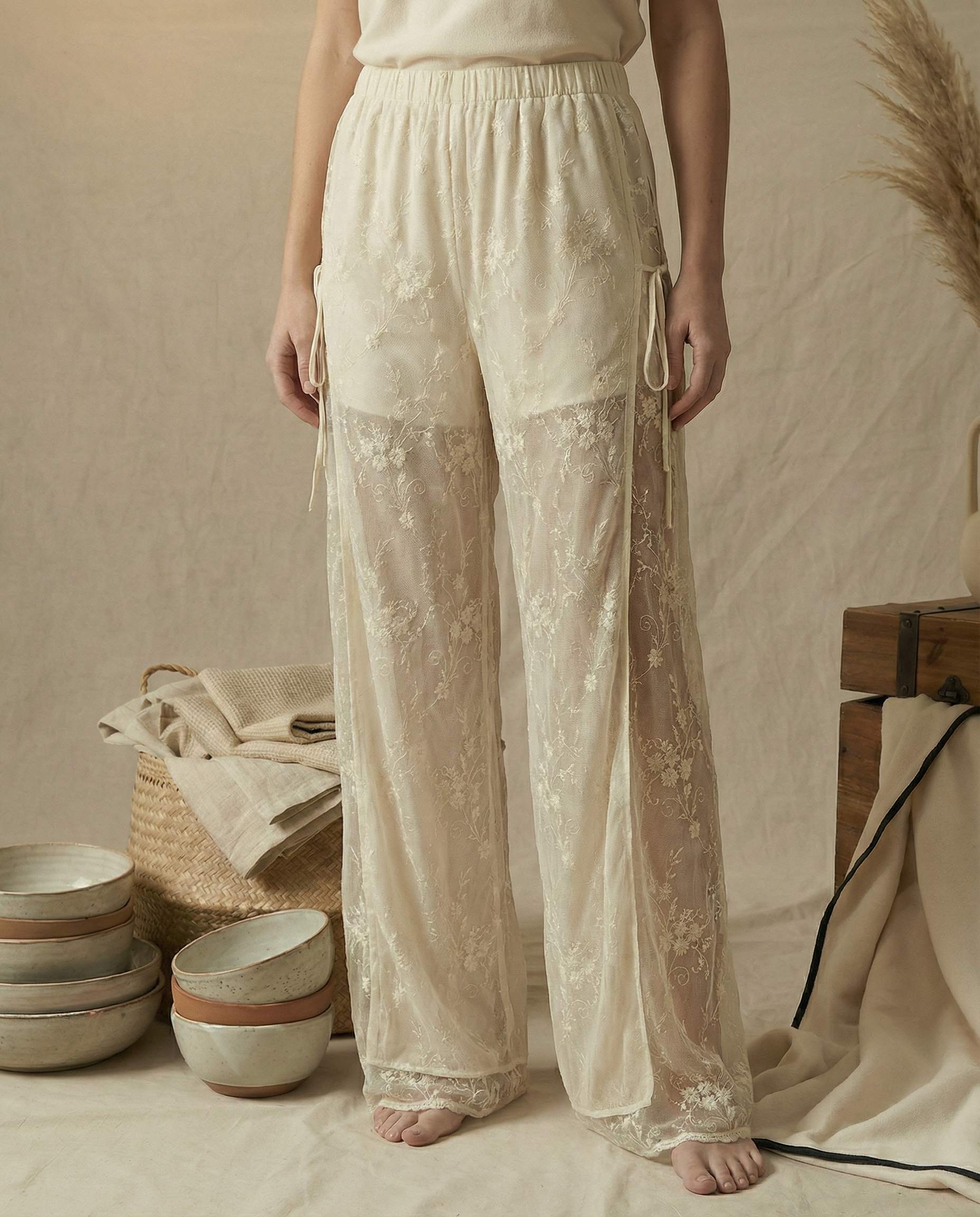 Floral Double-Lace Pants