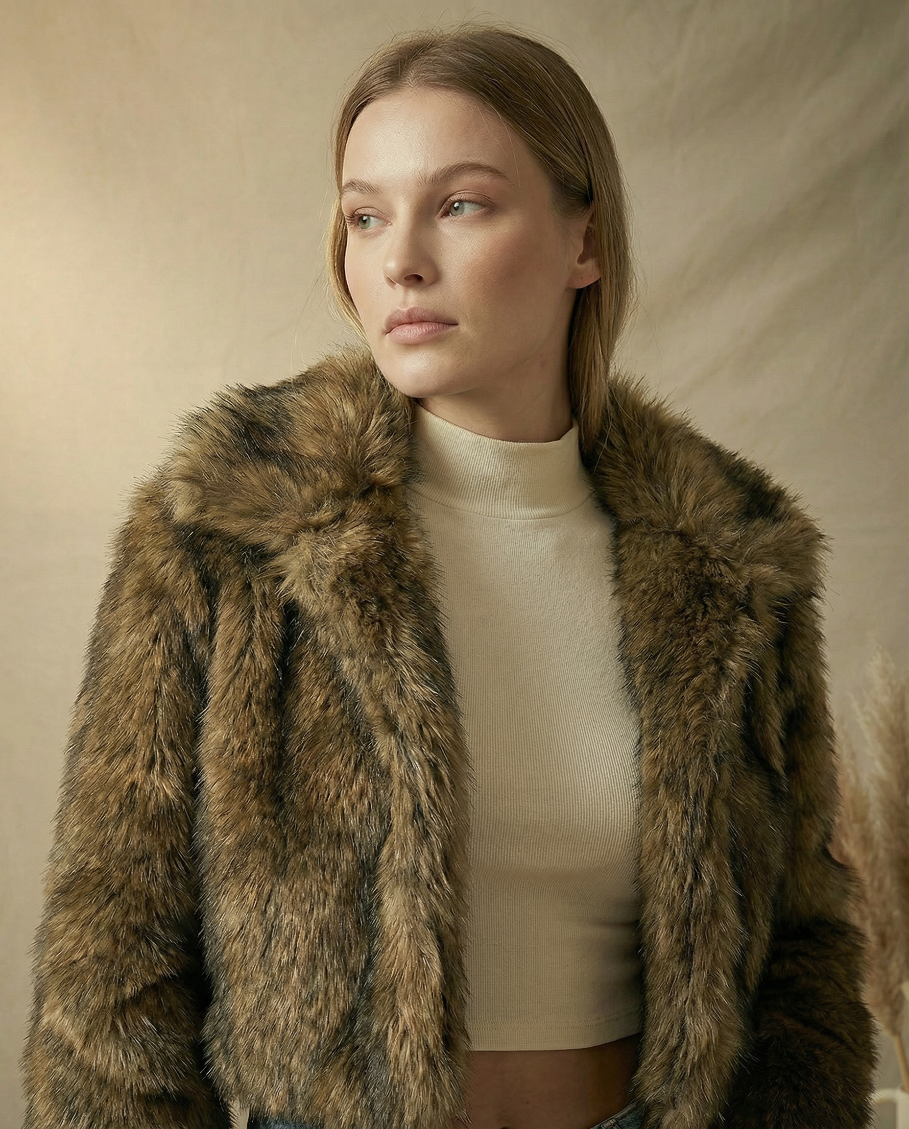 Fauxy Brown Fur Cropped Jacket