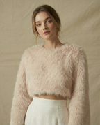 Beige Fur Cropped-Top