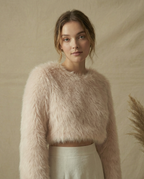 Beige Fur Cropped-Top