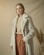 Fauxy Frost Grey Long Fur Coat
