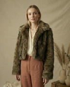 Fauxy Brown Fur Cropped Jacket