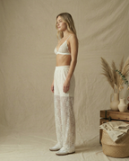 Floral Straight-Lace Pants