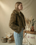 Fauxy Brown Fur Cropped Jacket