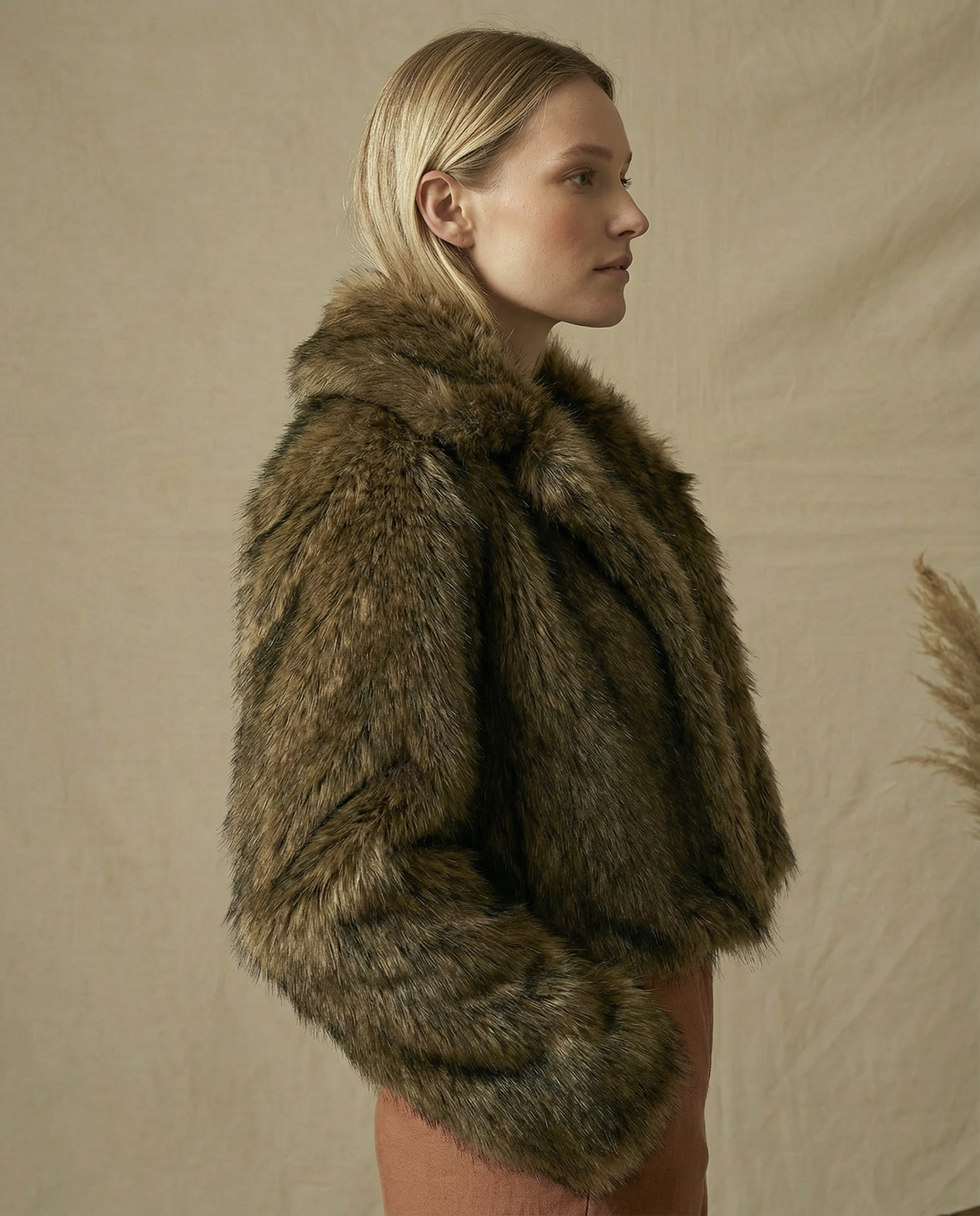 Fauxy Brown Fur Cropped Jacket