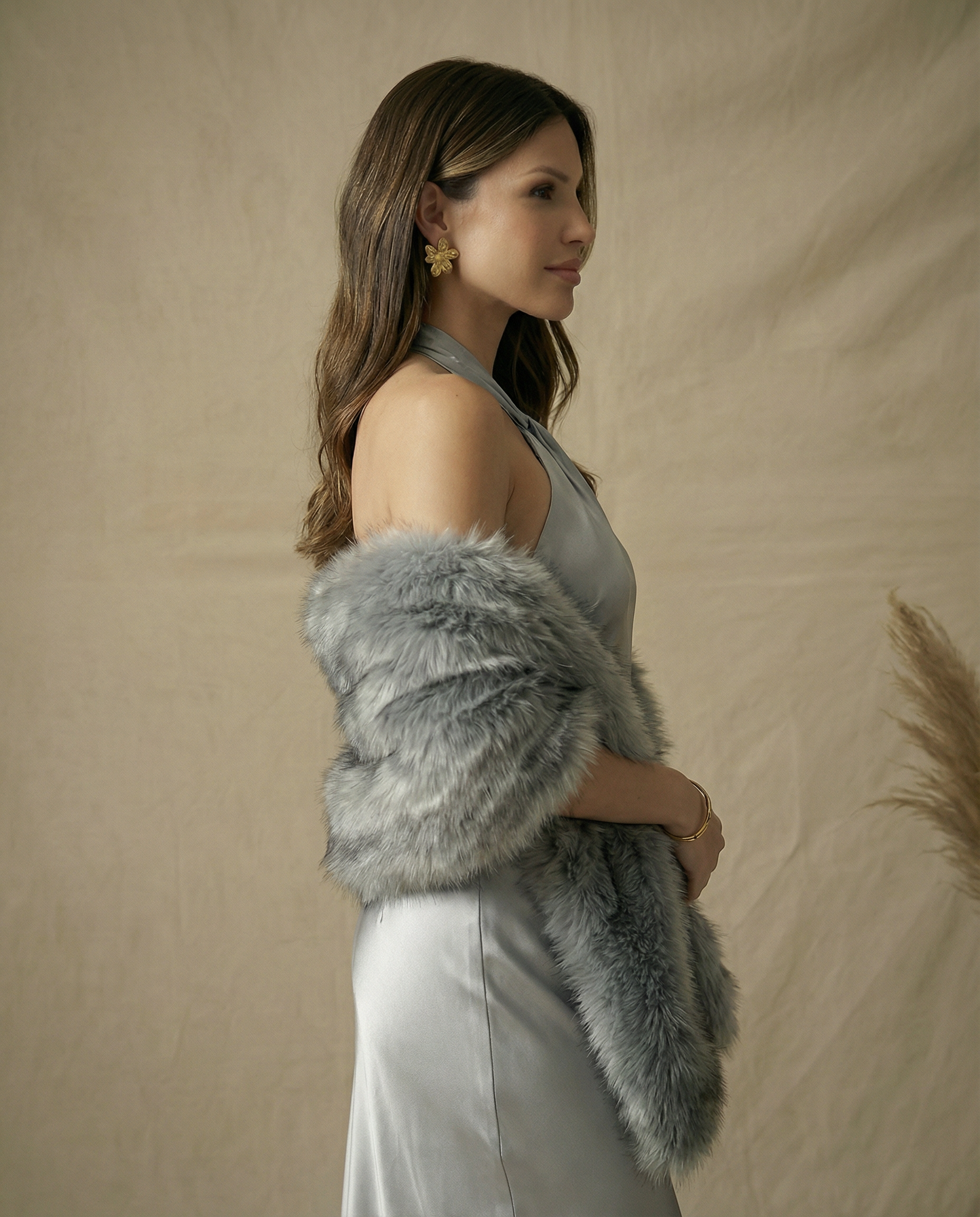 Fauxy Grey Fur Shawl