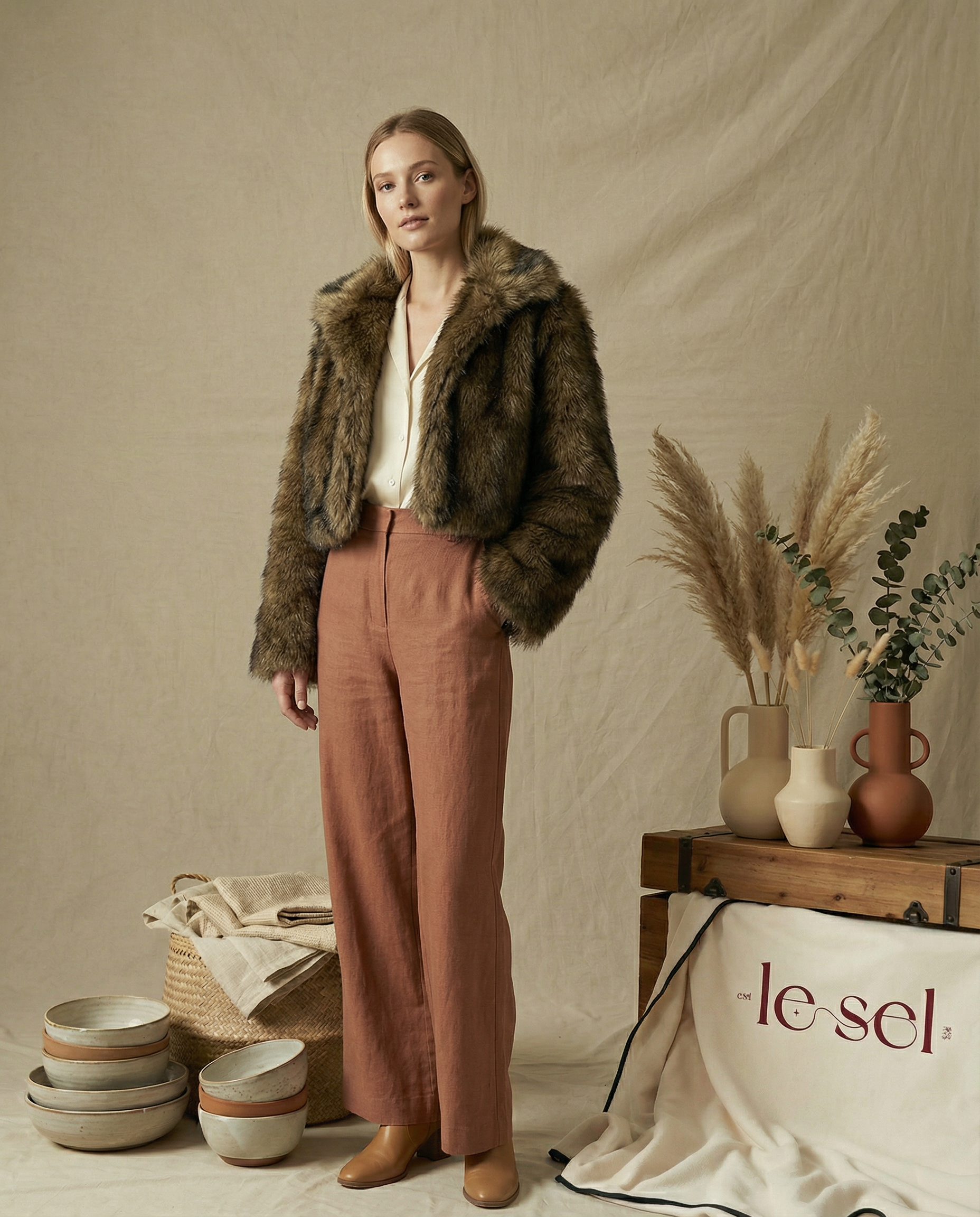 Fauxy Brown Fur Cropped Jacket