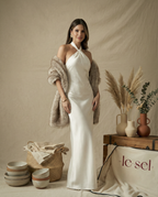 Fauxy Beige Fur Shawl