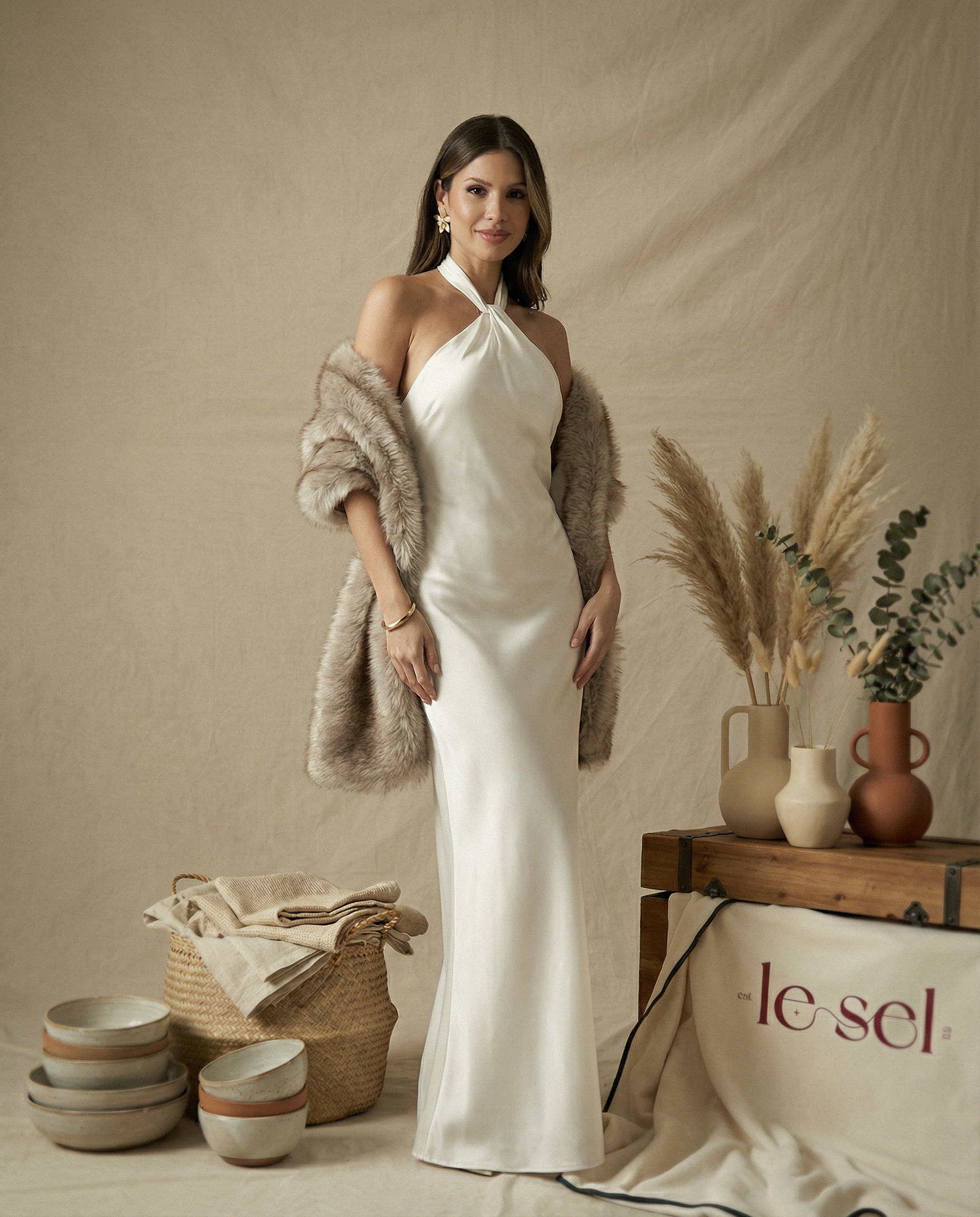 Fauxy Beige Fur Shawl