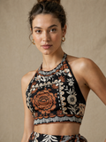 SMR Floral Halter Top - Black
