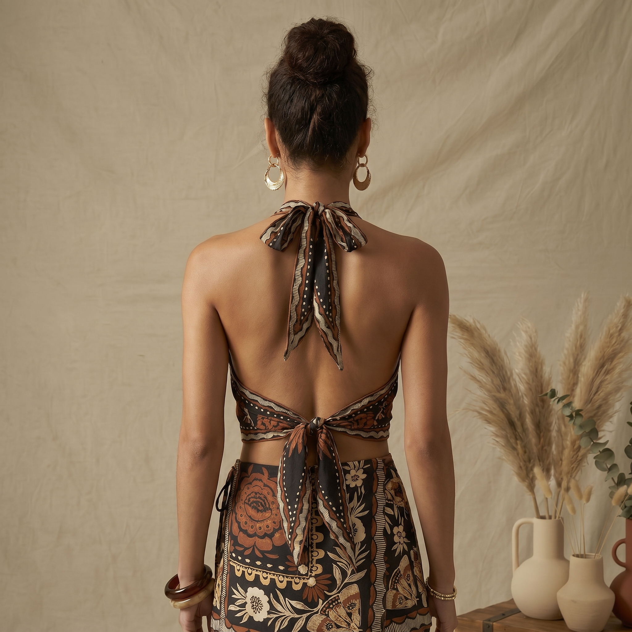 SMR Floral Knotted Set - Black