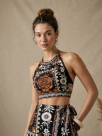SMR Floral Halter Set - Black