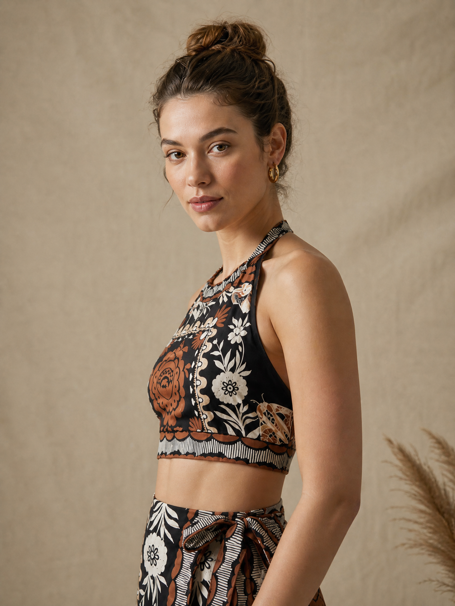 SMR Floral Halter Top - Black
