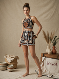 SMR Floral Halter Set - Black